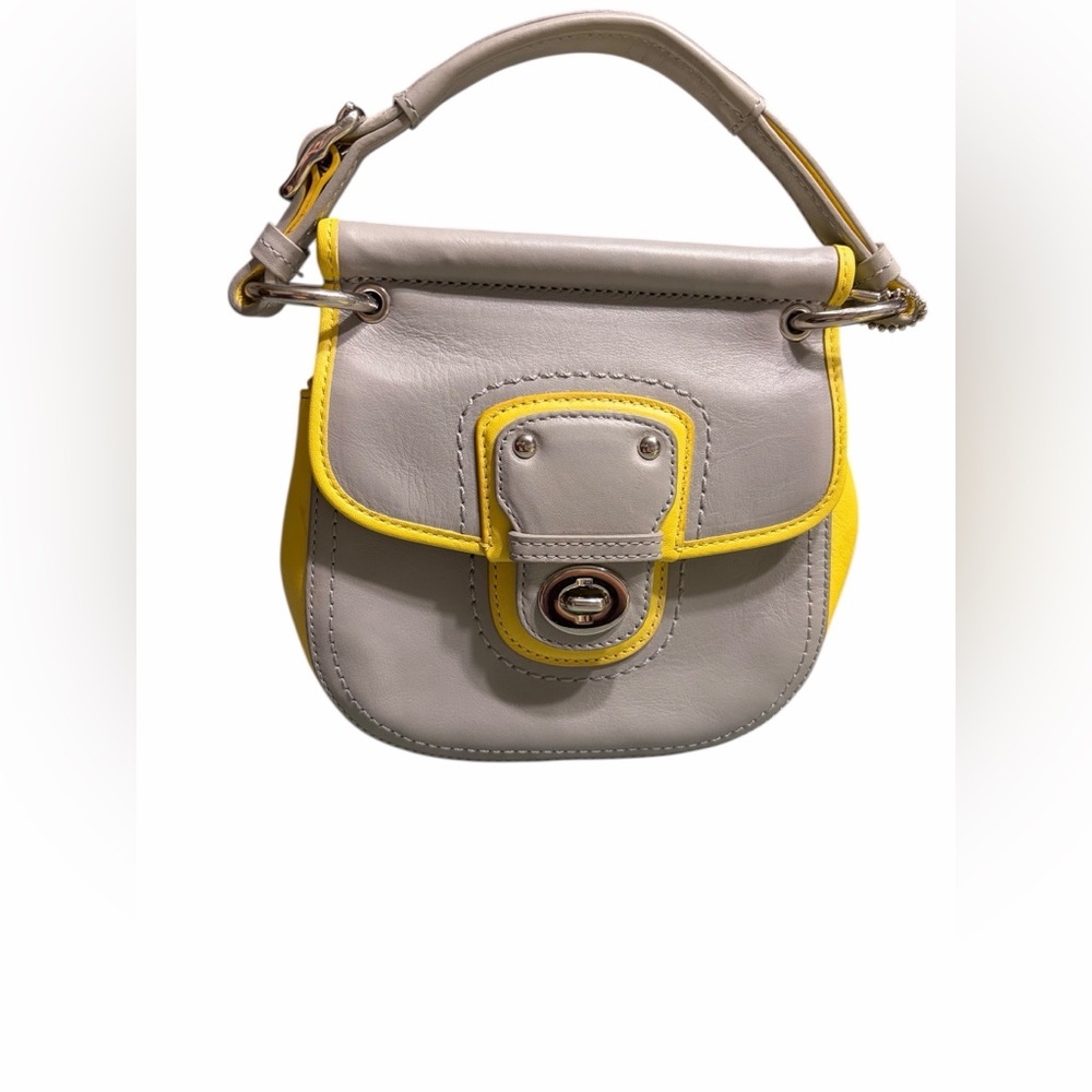 Coach Gray and Yellow Leather Mini Crossbody